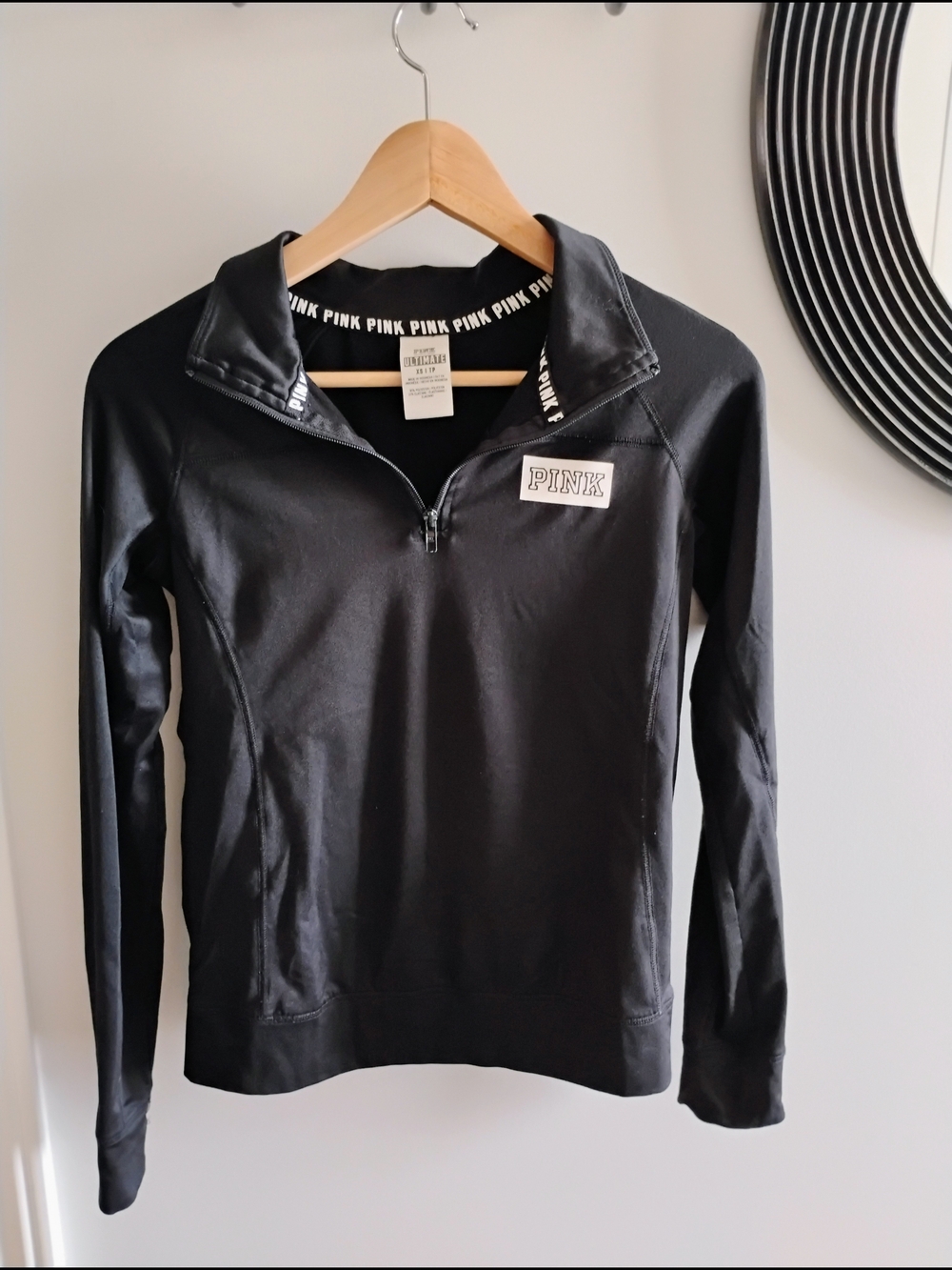PINK Victoria's Secret Girls Black Quarter-Zip Pullover Sweater